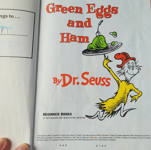 Dr. Seuss Hard Cover Book- Green Eggs and Ham- 1988 - Picture 3 of 8
